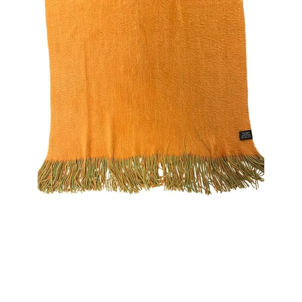 Vibrant Orange & Green Oversized Reversible Faux Mohair Scarf